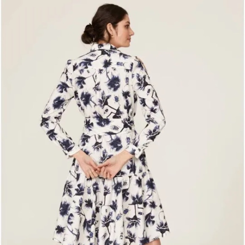 Osman Patterned Dress - Blue and White
